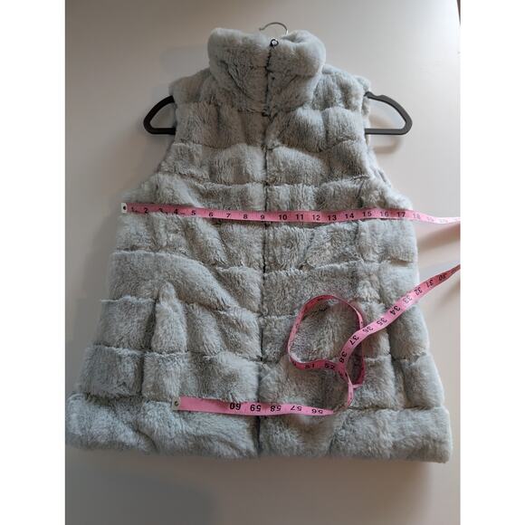 Dylan Vest Faux Fur Zipper Soft Furry Fall Winter Outdoor Silver Gray Size S - Picture 10 of 11